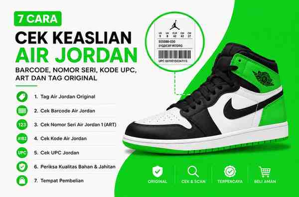 Air Jordan 7 Cek Barcode, Nomor Seri, Kode UPC, ART dan Tag Original