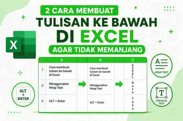 Cara Membuat Tulisan ke Bawah di Excel Agar Tidak Memanjang