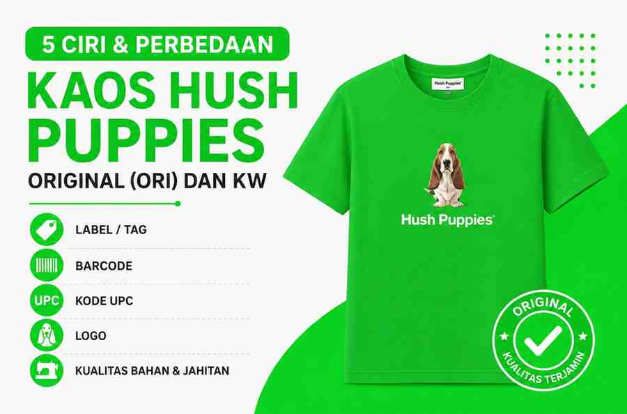 5 Ciri & Perbedaan Kaos Hush Puppies Original (Ori) dan KW