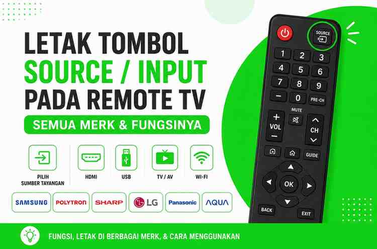 Letak Tombol Source Pada Remote TV Semua Merk & Fungsinya